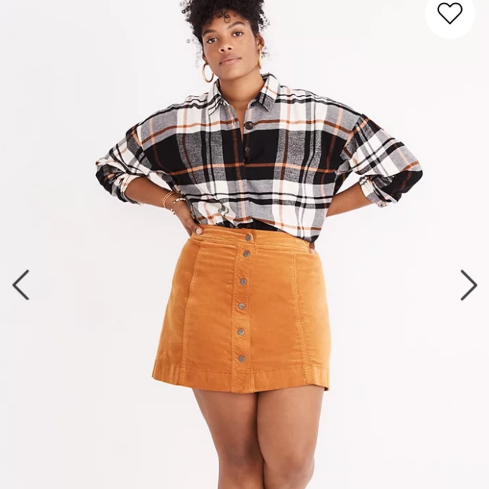 NWOT Madewell Velveteen A-Line Mini Skirt: Button-Front Edition size 14